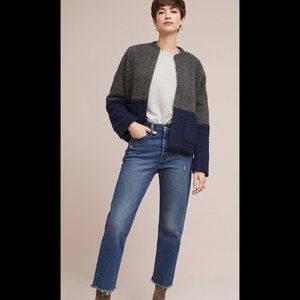 NWOT Anthropologie Moth Jacket Cardigan Wool Blue Gray XS